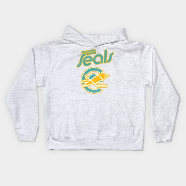 Retro Defunct California Golden Seals Ice Hockey Kids Hoodie by darklordpug